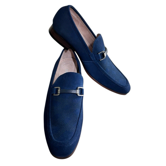 Stacy Adams Wydell Dress Shoes Mens Sz 9 Navy Suede Loafers Slip On 25588-415 - Picture 6 of 10